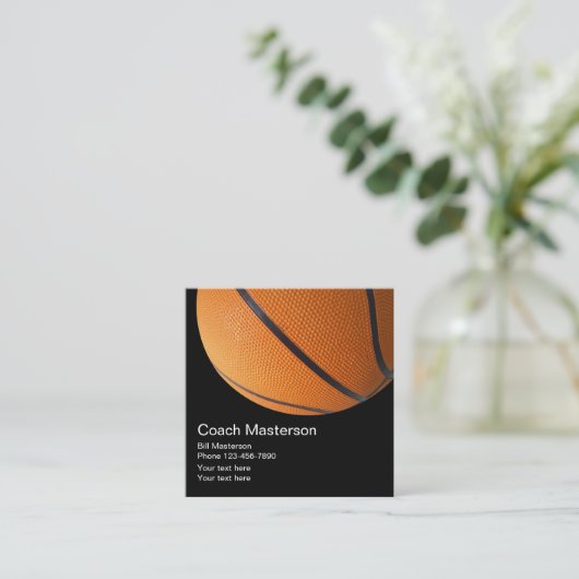 クールなバスケットボールのコーチのデザイン スクエア名刺 (スタンド正面)