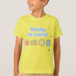 クールなバックトゥスクールの男の子用イエローテイ Tシャツ