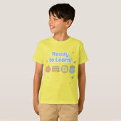クールなバックトゥスクールの男の子用イエローテイ Tシャツ (正面フル)