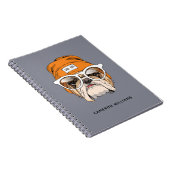 クールなヒップスターのブルドッグは|あなたの名前を加えます ノートブック (右側)