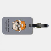 クールなヒップスターのブルドッグは|あなたの名前を加えます ラゲッジタグ (裏面横)