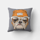 クールなヒップスターのブルドッグ クッション (裏面)