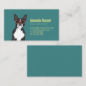 クールなヒップスターの白黒ボストンテリア 名刺 (正面/裏面)