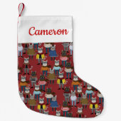 クールなヒップスター猫パターン|はあなたの名前を加えます スモールクリスマスストッキング (正面)