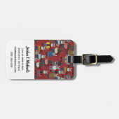 クールなヒップスター猫パターン|はあなたの名前を加えます ラゲッジタグ (正面横)