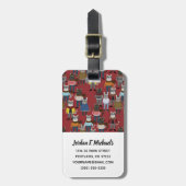 クールなヒップスター猫パターン|はあなたの名前を加えます ラゲッジタグ (正面縦)