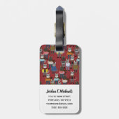 クールなヒップスター猫パターン|はあなたの名前を加えます ラゲッジタグ (裏面縦)