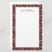 クールなヒップスター猫パターン|はあなたの名前を加えます 便箋 (正面/裏面)