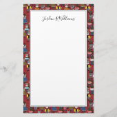 クールなヒップスター猫パターン|はあなたの名前を加えます 便箋 (正面)