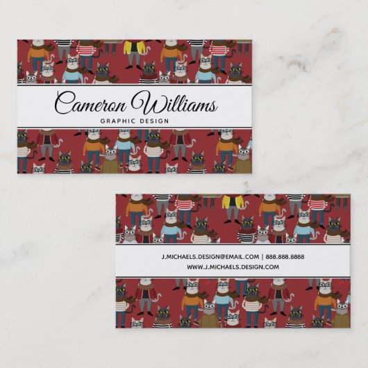 クールなヒップスター猫パターン|はあなたの名前を加えます 名刺 (正面/裏面)