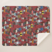 クールなヒップスター猫パターン シェルパブランケット (正面(横))