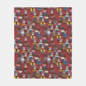 クールなヒップスター猫パターン フリースブランケット (正面)