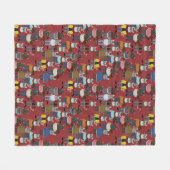 クールなヒップスター猫パターン フリースブランケット (正面(横))