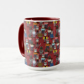 クールなヒップスター猫パターン マグカップ (正面左)