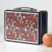 クールなヒップスター猫パターン メタルランチボックス (インサイチュ)