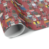 クールなヒップスター猫パターン ラッピングペーパー (ロールコーナー)