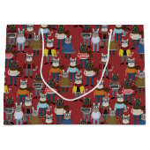 クールなヒップスター猫パターン ラージペーパーバッグ (正面)