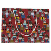 クールなヒップスター猫パターン ラージペーパーバッグ (裏面)