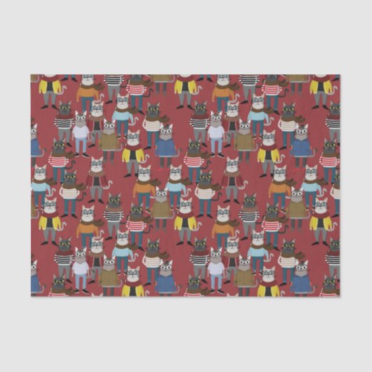 クールなヒップスター猫パターン 薄葉紙 (正面)