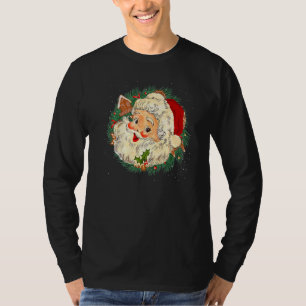 クールなビンテージ クリスマス サンタクロースの顔 Xmasギフト Tシャツ