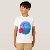 クールなビーチのフラミンゴ Tシャツ (正面フル)