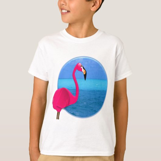 クールなビーチのフラミンゴ Tシャツ (正面)