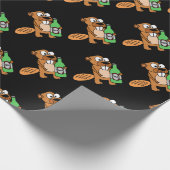 クールなビーバー飲むビール漫画 ラッピングペーパー (角)