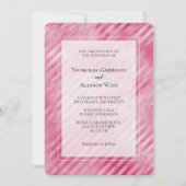 クールなピンクの豪華ストライプ ウェディング 招待状 (正面)