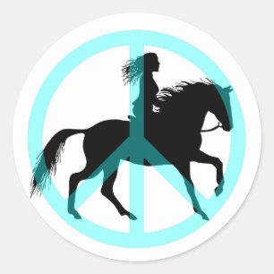 クールなピースマークの馬のライダー ラウンドシール