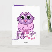 クールなフラワーパワーのフクロウのバースデー・カード カード (裏面)