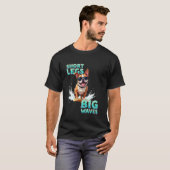 クールなブルドッグのサーフィンワンコ Tシャツ (正面フル)