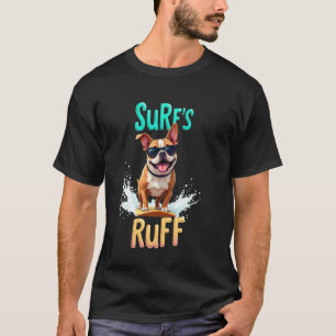 クールなブルドッグのサーフィン犬 Tシャツ