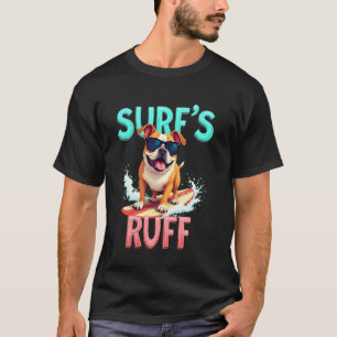 クールなブルドッグのサーフィン犬 Tシャツ