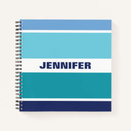 クールなブルーとホワイトのストライプ ノートブック