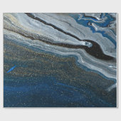 クールなブルーマーブルテクスチャ ラッピングペーパー (フラット)