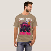 クールなブー、ピンクのモンスターラックを着て 乳がんの少年たち Tシャツ (正面フル)