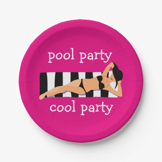 クールなプールを囲んでのパーティ ペーパープレート (正面)