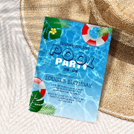 クールなプールパーティーの水泳の誕生日 招待状