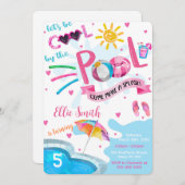 クールなプール誕生日招待状 招待状 (正面/裏面)