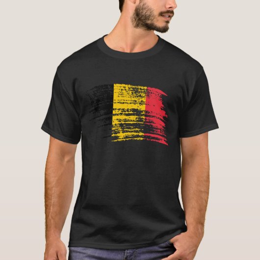 クールなベルギーの旗のデザイン Tシャツ (正面)