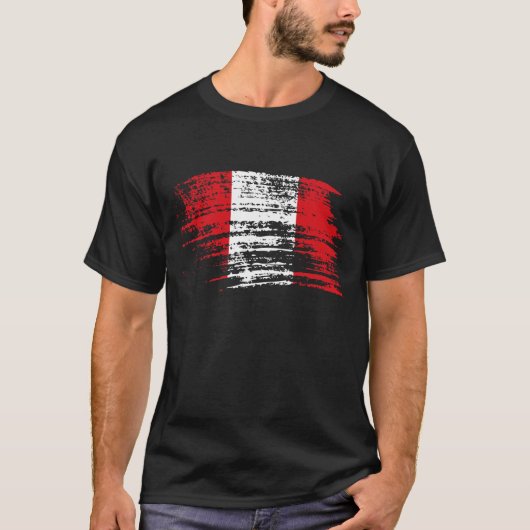 クールなペルーの旗のデザイン Tシャツ (正面)
