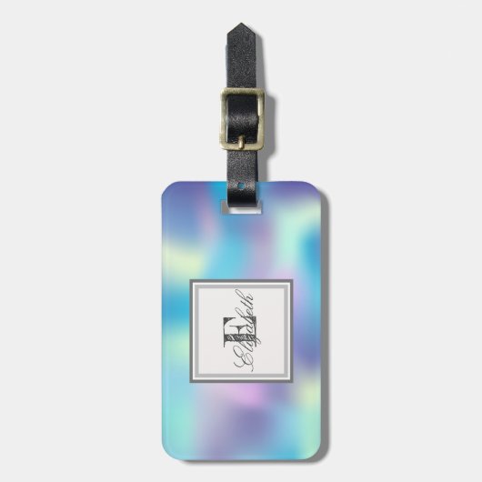 クールなホログラフィック、モノグラムカスタマイズ ラゲッジタグ (正面縦)