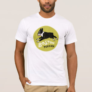 クールなボストンテリアのヴィンテージのスタイルのかわいい飼い犬 Tシャツ