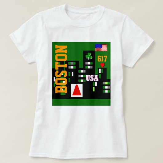 クールなボストン女性のTシャツはギフトを遊ばします Tシャツ (デザイン正面)