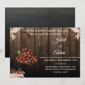 クールなボヘミアンスタイルのラスティックモダンエレガントコーヒーウェディング 招待状 (正面/裏面)