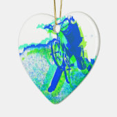 クールなポップアートのスタイルのフリースタイルBMXのライダー セラミックオーナメント (左)