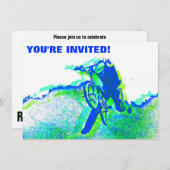 クールなポップアートのスタイルのフリースタイルBMXのライダー 招待状 (正面/裏面)