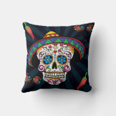 クールなメキシカンスカル シュガースカル ピロー (裏面)
