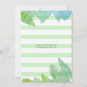クールなモダンなトロピカルリーフのストライプがきらきら 招待状 (裏面)