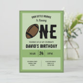 クールなモダンリトルルーキーサッカー1st誕生日 招待状 (スタンド正面)